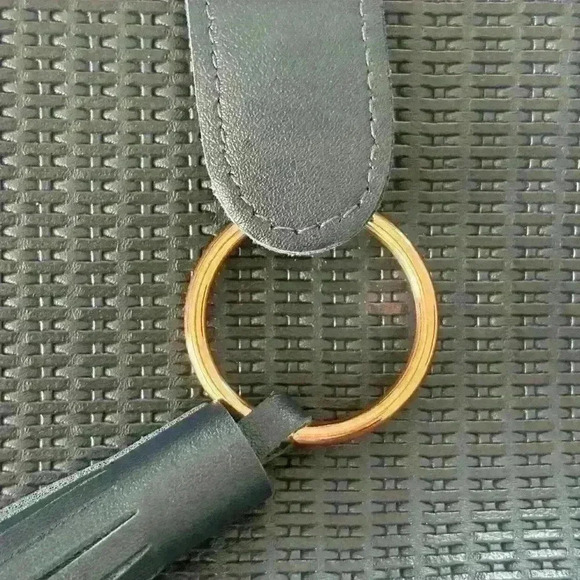 NWT ULTA vegan leather weaved dark blue tote shoulder bag with tassel! - Picture 5 of 6